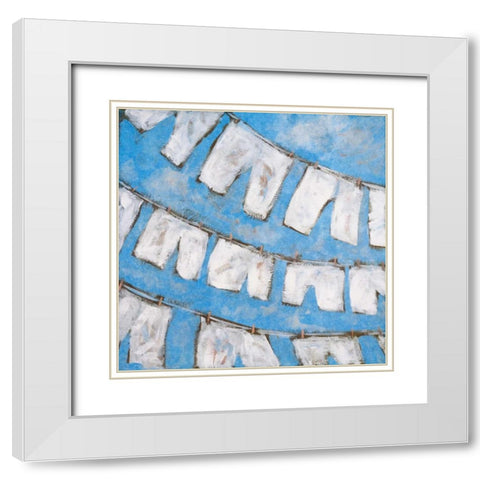 Dry Linen I White Modern Wood Framed Art Print with Double Matting by Kingsley