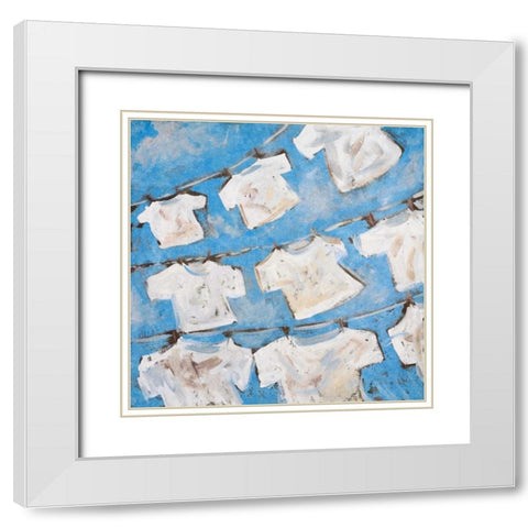 Dry Linen II White Modern Wood Framed Art Print with Double Matting by Kingsley