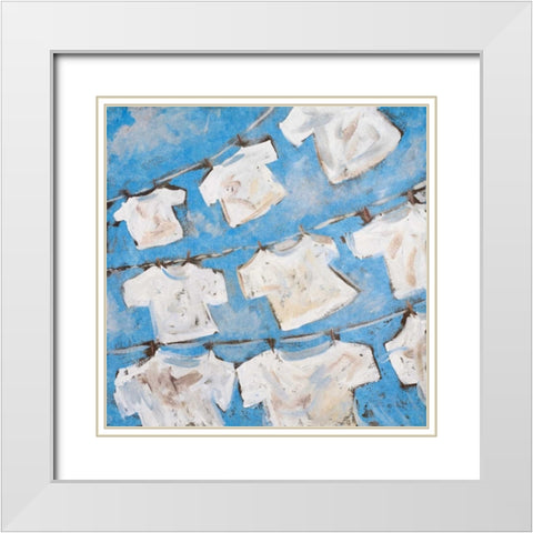 Dry Linen II White Modern Wood Framed Art Print with Double Matting by Kingsley