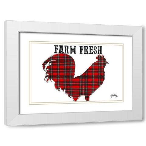 Farm Fresh Plaid Rooster White Modern Wood Framed Art Print with Double Matting by Medley, Elizabeth