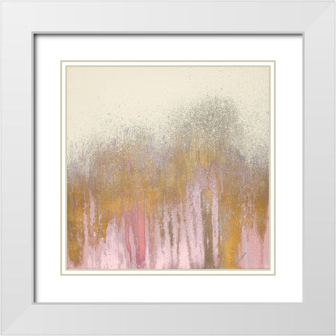 Pink Woods with Gold White Modern Wood Framed Art Print with Double Matting by Gonzalez, Roberto