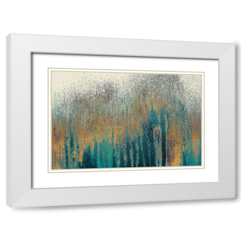 Teal Woods with Gold White Modern Wood Framed Art Print with Double Matting by Gonzalez, Roberto