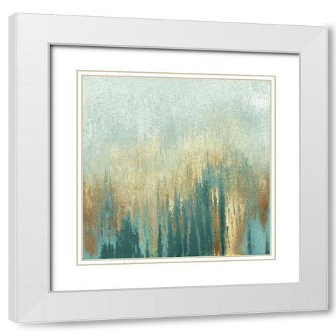 Teal Woods in Gold I White Modern Wood Framed Art Print with Double Matting by Gonzalez, Roberto