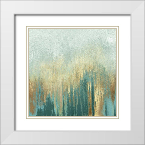 Teal Woods in Gold I White Modern Wood Framed Art Print with Double Matting by Gonzalez, Roberto