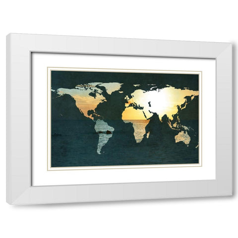Coastal Map White Modern Wood Framed Art Print with Double Matting by Bryant, Susan