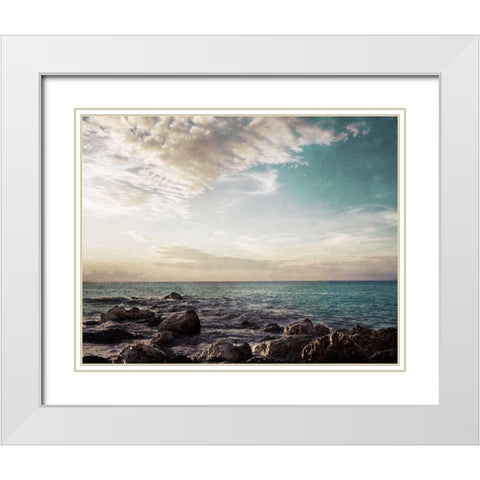 Bimini Shore White Modern Wood Framed Art Print with Double Matting by Bryant, Susan