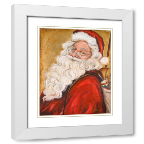 Smiling Santa White Modern Wood Framed Art Print with Double Matting by Pinto, Patricia
