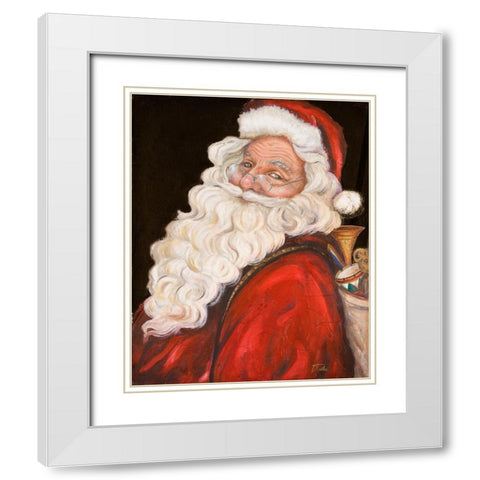 Smiling Santa White Modern Wood Framed Art Print with Double Matting by Pinto, Patricia