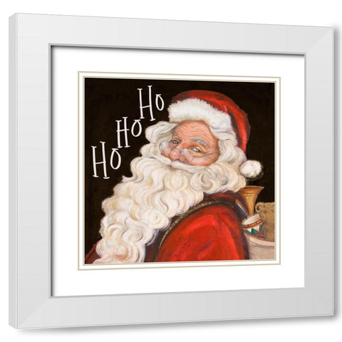 Smiling Santa Ho Ho Ho White Modern Wood Framed Art Print with Double Matting by Pinto, Patricia