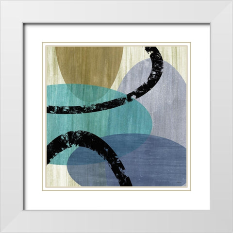 Elastic Blue III White Modern Wood Framed Art Print with Double Matting by Marcon, Michael