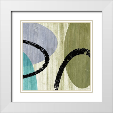 Elastic Blue V White Modern Wood Framed Art Print with Double Matting by Marcon, Michael