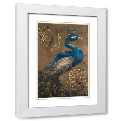 Pershing Peacock I White Modern Wood Framed Art Print with Double Matting by Hakimipour, Tiffany
