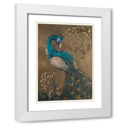 Pershing Peacock I White Modern Wood Framed Art Print with Double Matting by Hakimipour, Tiffany