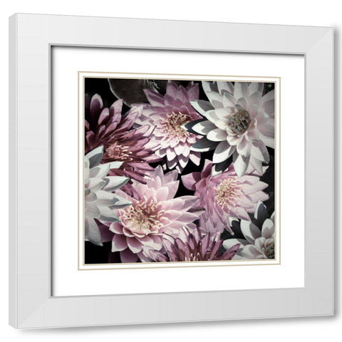 Plum Florals White Modern Wood Framed Art Print with Double Matting by Mansfield, Kathy