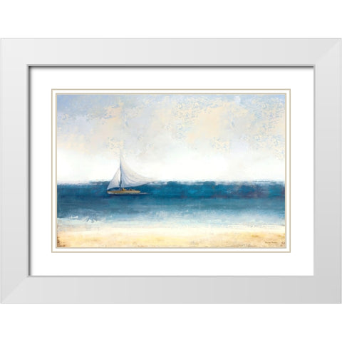 Atlantic Sailing White Modern Wood Framed Art Print with Double Matting by Marcon, Michael