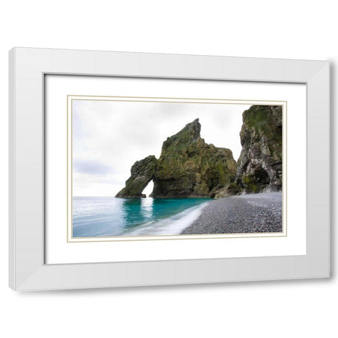 Beach Cave White Modern Wood Framed Art Print with Double Matting by Coppel, Anna