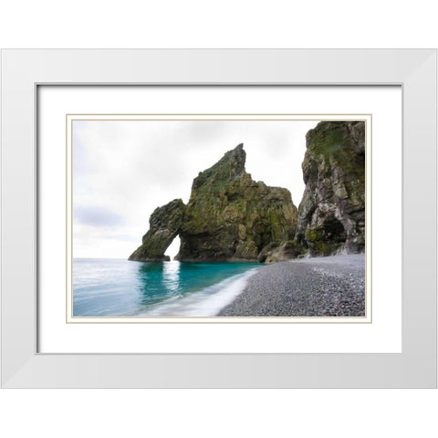 Beach Cave White Modern Wood Framed Art Print with Double Matting by Coppel, Anna
