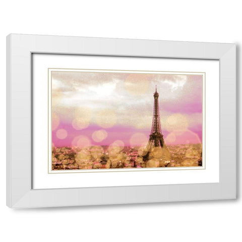 Paris Sparkles White Modern Wood Framed Art Print with Double Matting by Navas, Emily