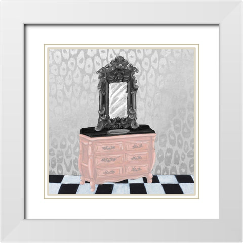 Rose Gold Bath I White Modern Wood Framed Art Print with Double Matting by Hakimipour, Tiffany