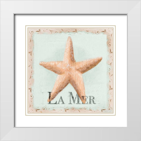 La Mer White Modern Wood Framed Art Print with Double Matting by Hakimipour, Tiffany