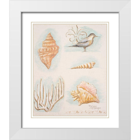 Sandy Shore II White Modern Wood Framed Art Print with Double Matting by Hakimipour, Tiffany