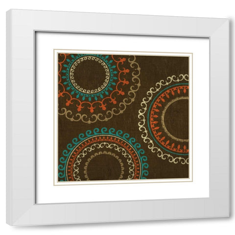 Chocolate Suzani I White Modern Wood Framed Art Print with Double Matting by Studio, Sd Graphics