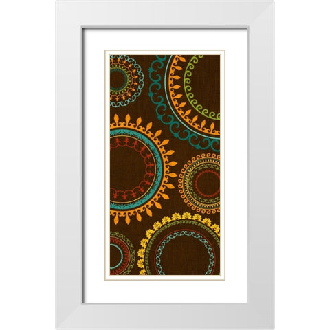 New Suzani Panel II White Modern Wood Framed Art Print with Double Matting by SD Graphics Studio