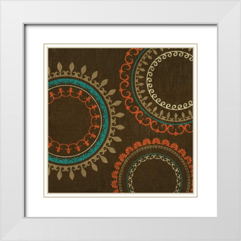 Chocolate Suzani II White Modern Wood Framed Art Print with Double Matting by Studio, Sd Graphics