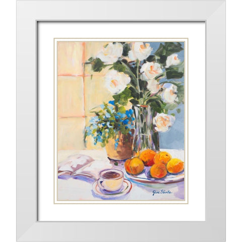 Morning Rose I White Modern Wood Framed Art Print with Double Matting by Slivka, Jane