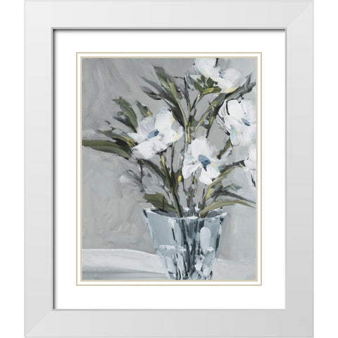 Evening Flowers White Modern Wood Framed Art Print with Double Matting by Slivka, Jane