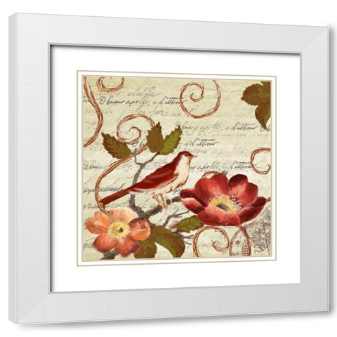Avian on Red II White Modern Wood Framed Art Print with Double Matting by Loreth, Lanie