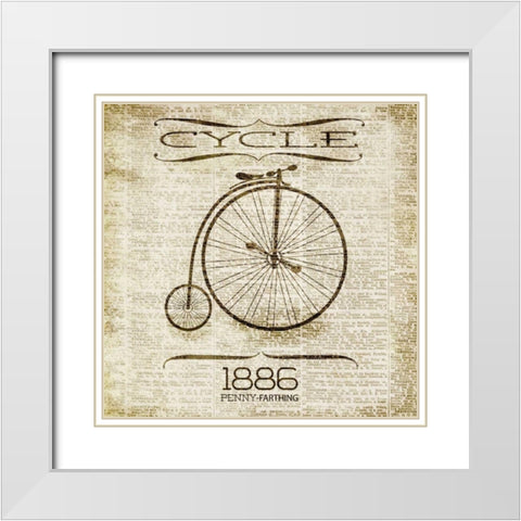 CYCLE 1886 White Modern Wood Framed Art Print with Double Matting by SD Graphics Studio