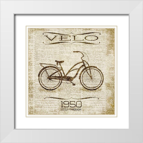 VELO 1950 White Modern Wood Framed Art Print with Double Matting by SD Graphics Studio