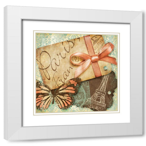 Vintage Travels I White Modern Wood Framed Art Print with Double Matting by SD Graphics Studio