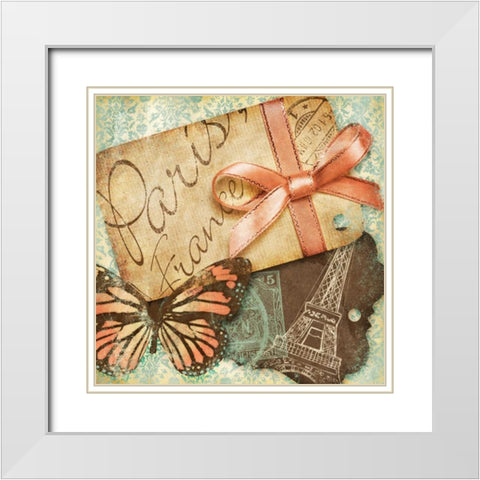 Vintage Travels I White Modern Wood Framed Art Print with Double Matting by SD Graphics Studio