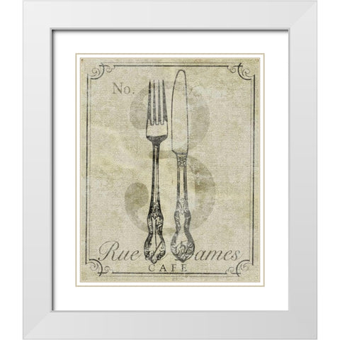 French Vintage Cafe White Modern Wood Framed Art Print with Double Matting by SD Graphics Studio