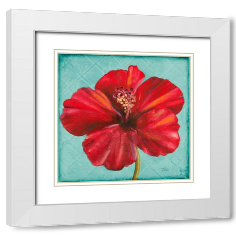 Joyful Hibiscus White Modern Wood Framed Art Print with Double Matting by Pinto, Patricia