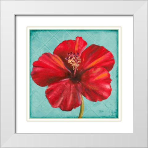 Joyful Hibiscus White Modern Wood Framed Art Print with Double Matting by Pinto, Patricia