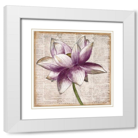 Defined Lotus I White Modern Wood Framed Art Print with Double Matting by Pinto, Patricia