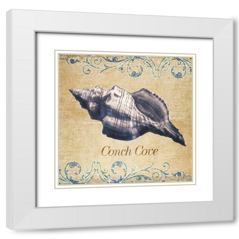 Conch Cove White Modern Wood Framed Art Print with Double Matting by SD Graphics Studio