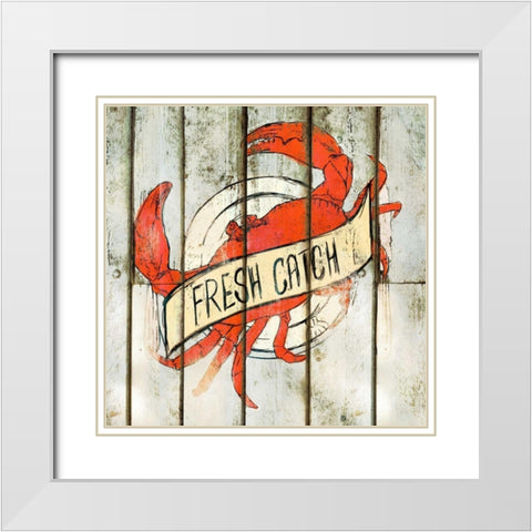 Fresh Catch Square White Modern Wood Framed Art Print with Double Matting by SD Graphics Studio