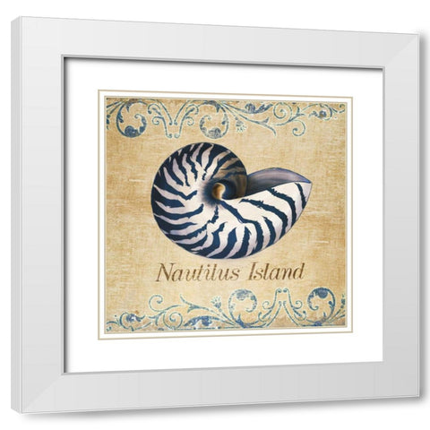 Nautilus Island White Modern Wood Framed Art Print with Double Matting by SD Graphics Studio
