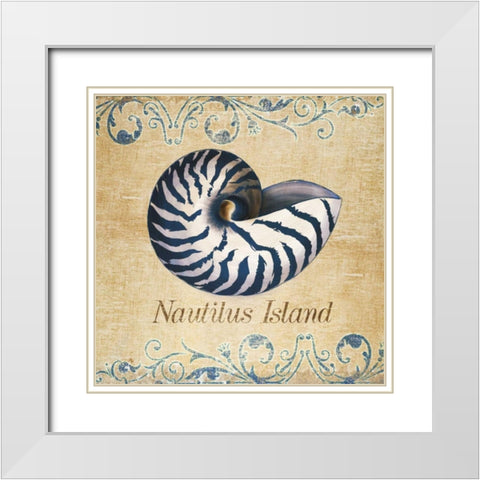 Nautilus Island White Modern Wood Framed Art Print with Double Matting by SD Graphics Studio