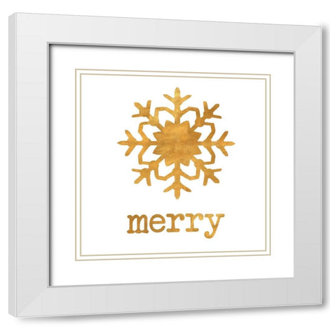 Golden Snow Flake White Modern Wood Framed Art Print with Double Matting by SD Graphics Studio
