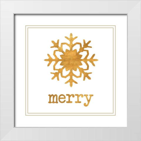 Golden Snow Flake White Modern Wood Framed Art Print with Double Matting by SD Graphics Studio