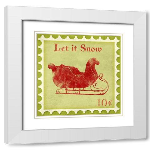 Holiday Stamp III White Modern Wood Framed Art Print with Double Matting by SD Graphics Studio