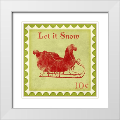 Holiday Stamp III White Modern Wood Framed Art Print with Double Matting by SD Graphics Studio