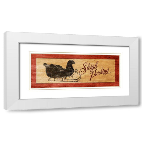 Sleigh Parking White Modern Wood Framed Art Print with Double Matting by SD Graphics Studio