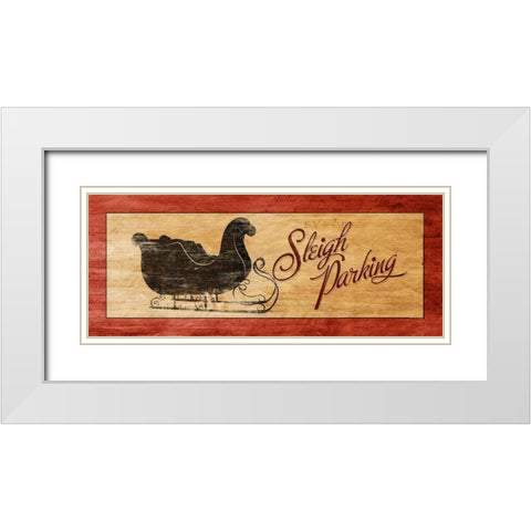 Sleigh Parking White Modern Wood Framed Art Print with Double Matting by SD Graphics Studio