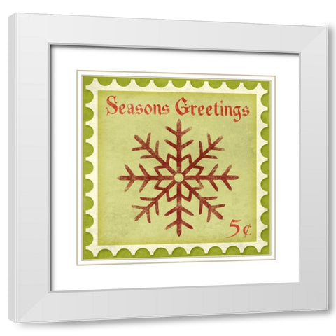 Holiday Stamp I White Modern Wood Framed Art Print with Double Matting by SD Graphics Studio
